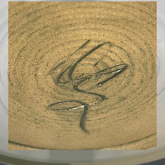 VTG Studio Art Pottery Rabbit Bowl 12” Oxblood Turquoise Hand Painted Signed CS - Picture 4 of 8